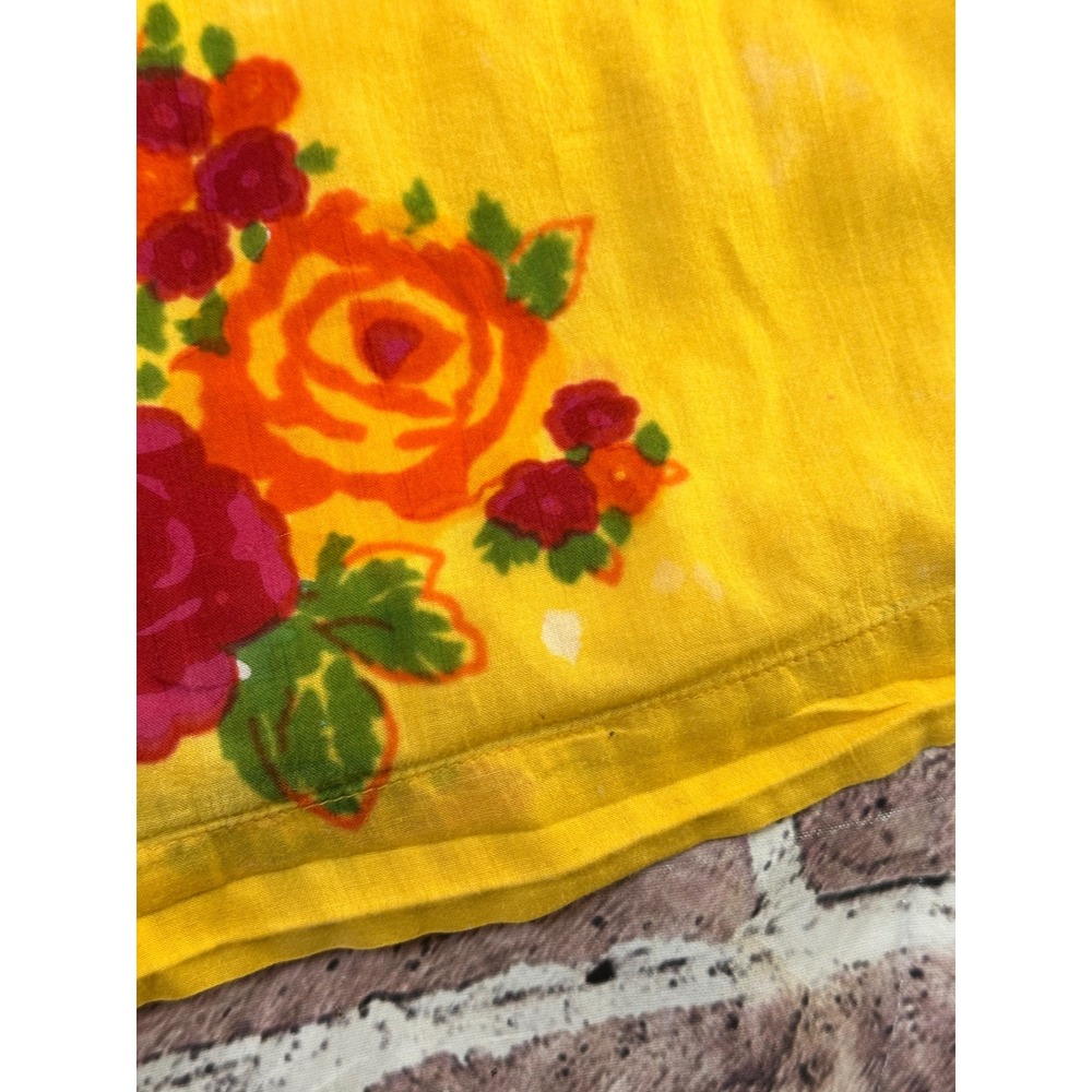 J Peterman‎ Company Yellow Floral Rose Wide Leg Cotton Pants XS Made in India - Picture 11 of 15
